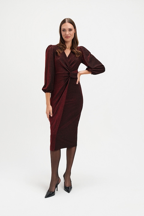 Top Secret, Rochie midi cu maneci bufante, Rosu inchis