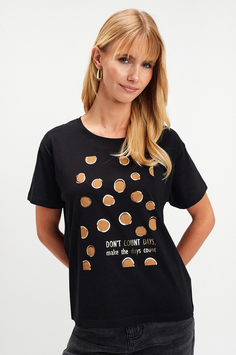 Top Secret, Tricou cu model, Negru/Maro camel