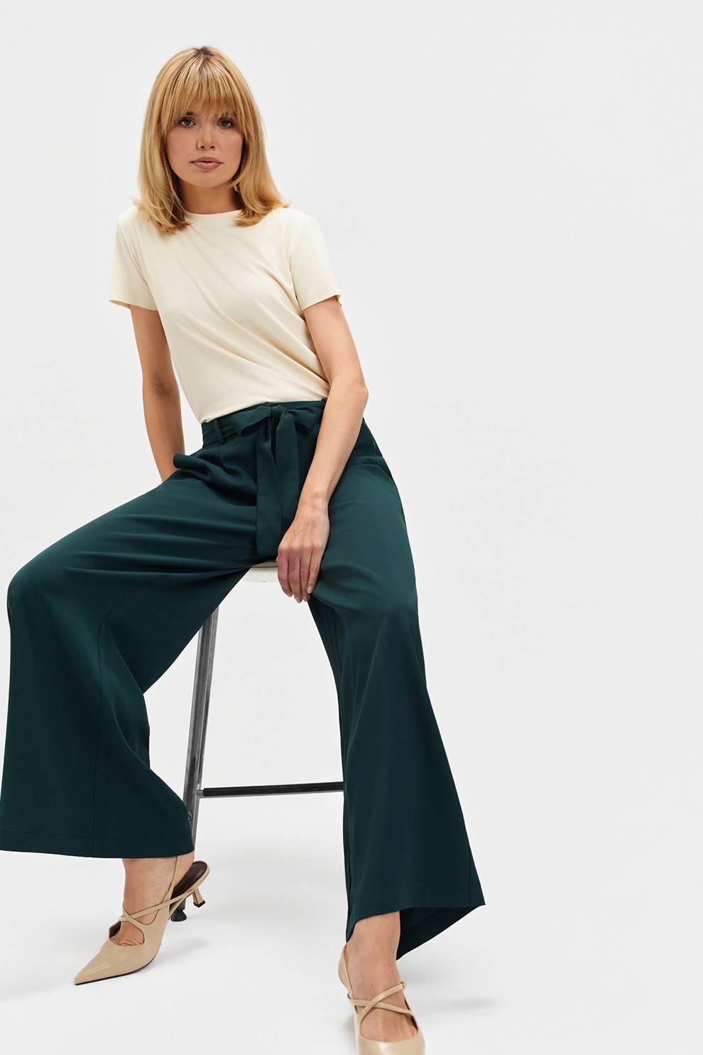 Top Secret, Pantaloni eleganti cu croiala ampla, Verde englez, 42
