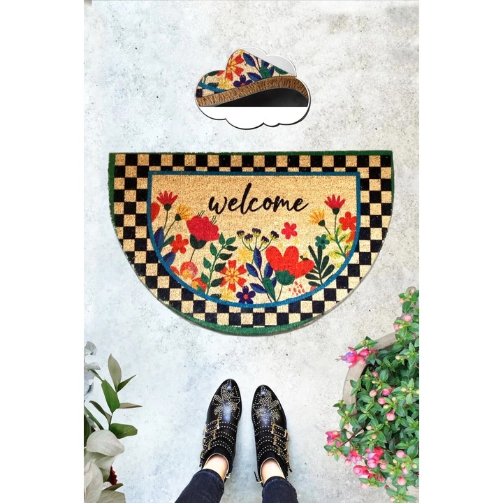 Kókusz Kókusz 45x75 Cm Természetes kókuszrost lábtörlő, Természetes indiai lábtörlő