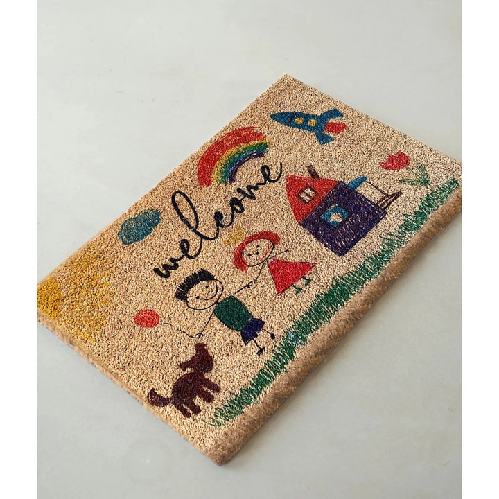 Coco Haggyo 40x60 Cm Természetes kókuszrost lábtörlő, Természetes indiai ajtószőnyeg