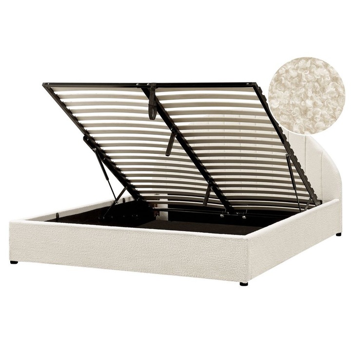 Pat otoman Boucle Chadenet 160 x 200 cm Alb-murdar