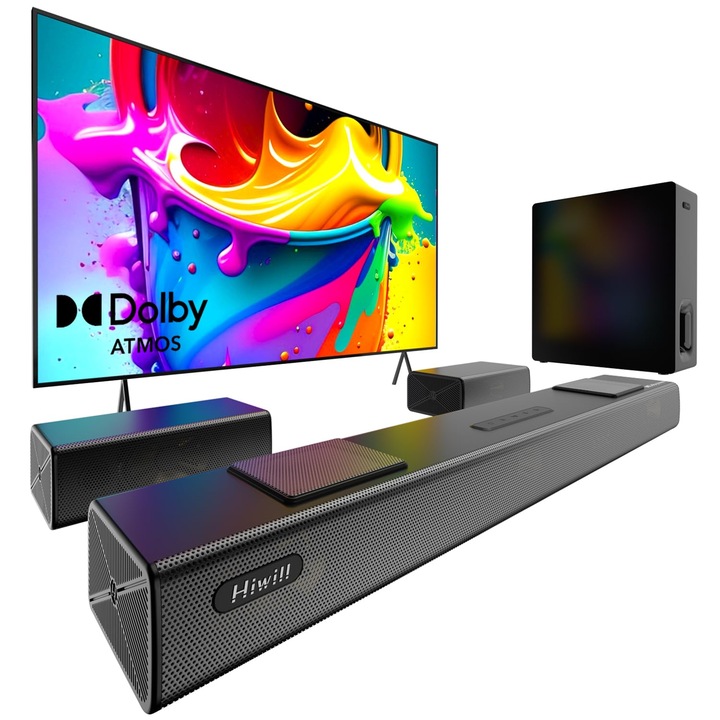 Hiwill Dolby Atmos, 5.1 hangprojektor, 6,5" mélynyomóval, 2 surround hangszóróval, Nimbus A512
