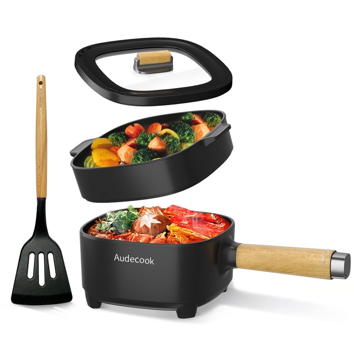 Elektromos gőzfőző, Audecook, multifunkcionális, 2L, fekete, 20cm