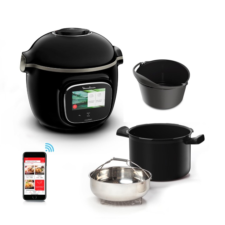 Multicooker Moulinex Cookeo Touch Wifi, 6 L, érintőképernyő, szett tortaformával 18 cm