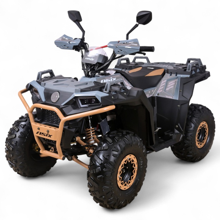 Atv copii Asix Grizzly 125cc, roti 8 inch, 3+1 viteze, culoare gri/maro