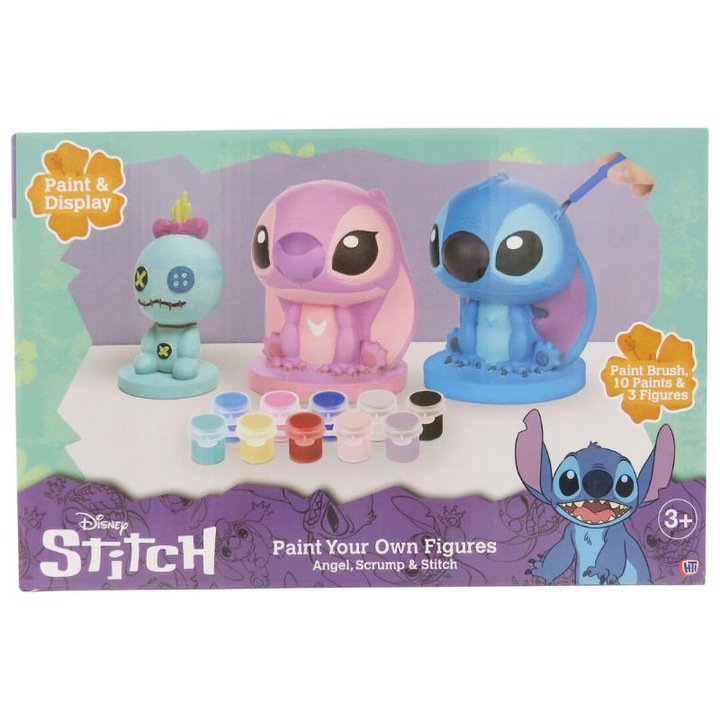 Гипсови фигурки за оцветяване Stitch, сет от 3 броя, 18.5 x 28 см