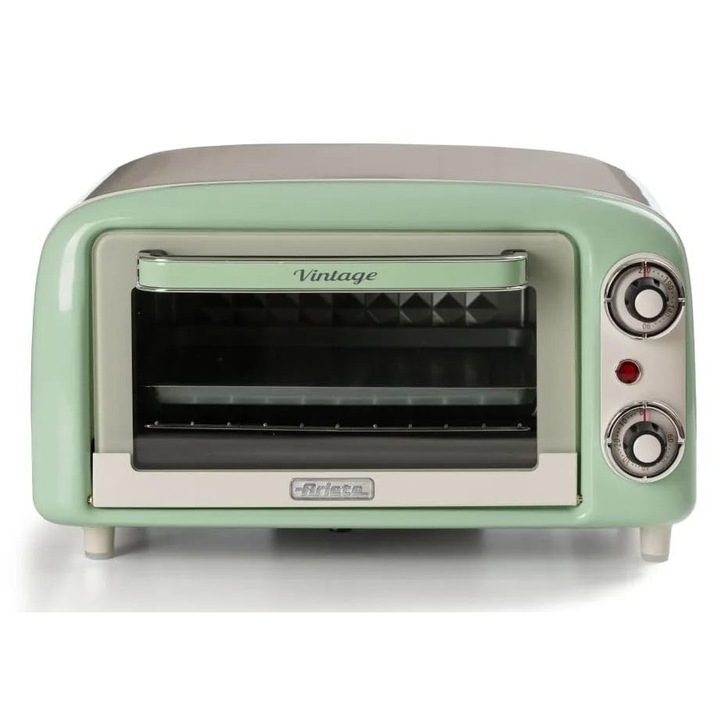 Ariete Mini Vintage elektromos sütő, 10L, 800W, 230C hőmérséklet, zöld