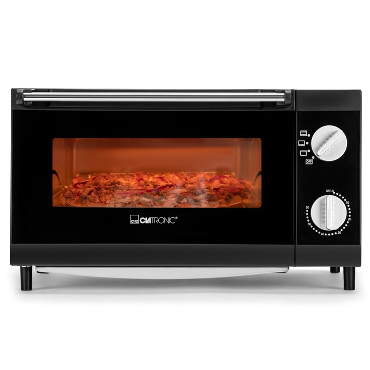 Cuptor electric, Clatronic, mini cuptor 12l, negru, 1500W, temporizator 60 min