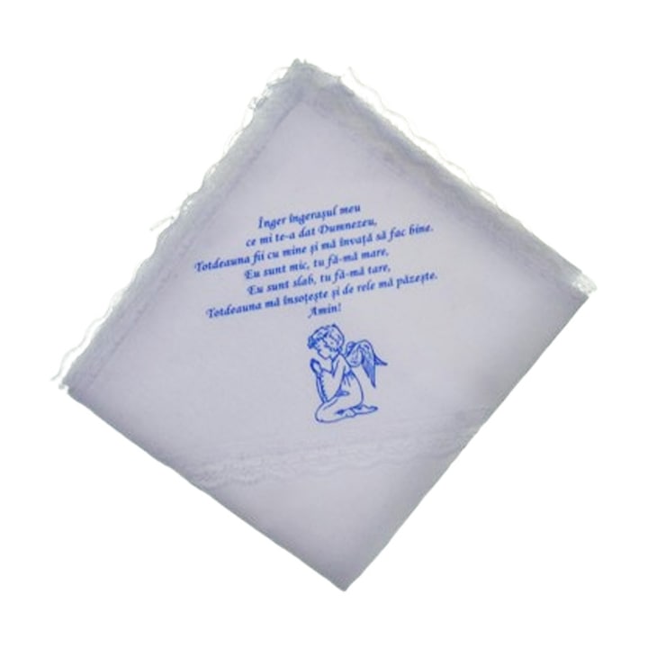 Crasma de mir din bumbac, 70 x 70 cm, pentru botez, Mini Junior CRMB-MJ3, Alb