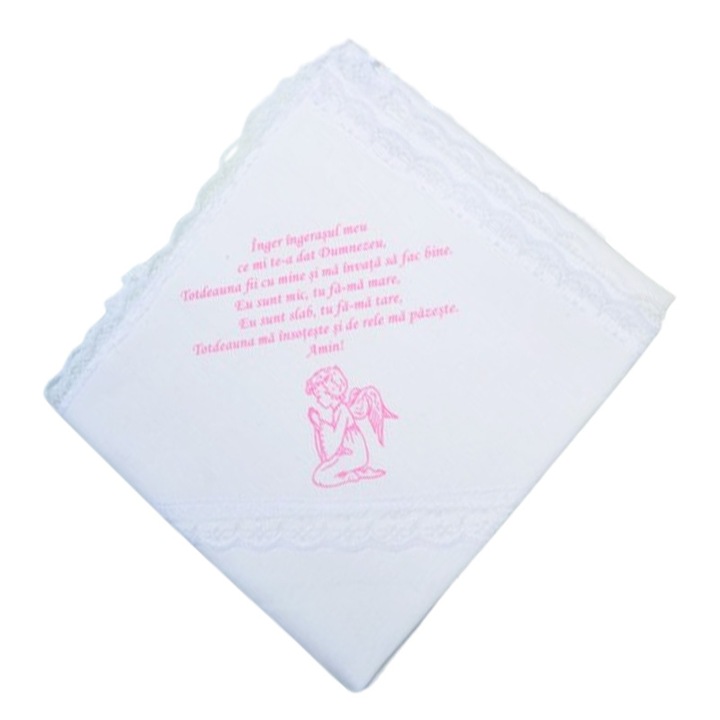 Crasma de mir din bumbac, 70 x 70 cm, pentru botez, Mini Junior CRMB-MJ2, Alb