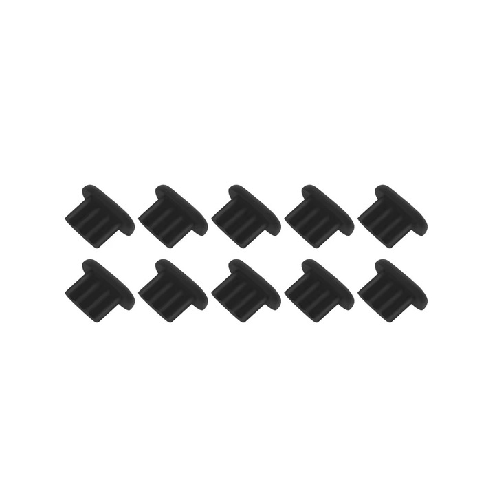 Dust Plug Micro-USB, Protectie Port Incarcare, Anti-Praf, Anti-Umiditate, Previne Deteriorarea, Compatibil cu Majoritatea Telefoanelor, Instalare Rapida, Design Discret, Durabil si Reutilizabil, 10 Buc, Negru