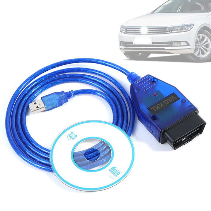 Chucai diagnosztikai kábel, USB VAG COM 409.1, 16 tűs, kék, 1.5m