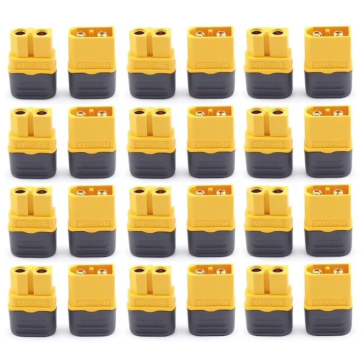 Set 12 perechi conectori XT60H Chucai protectie, aurii, 60A
