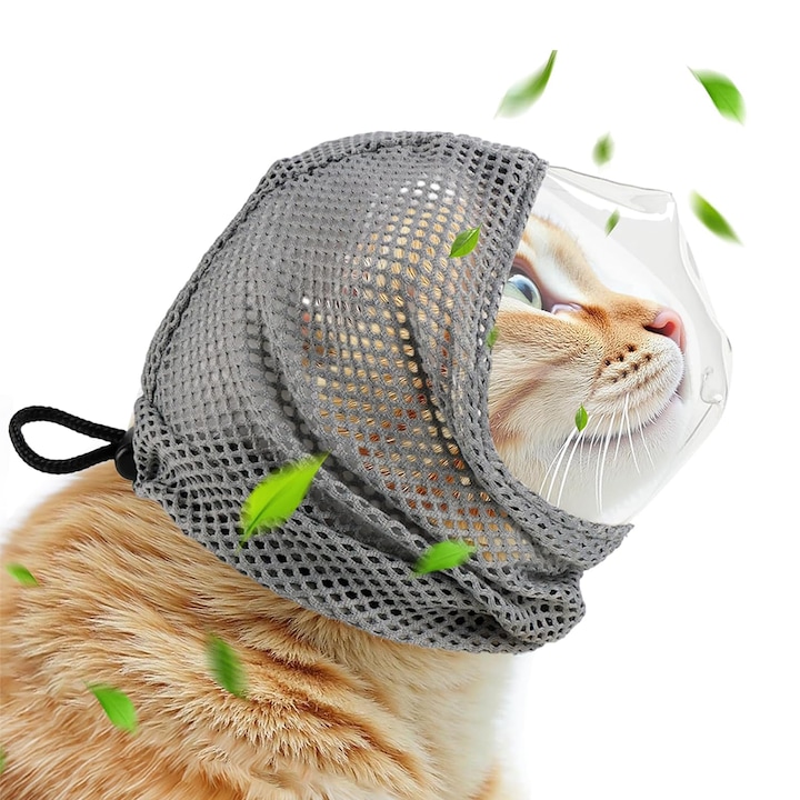 Botnita pentru pisica, Chucai, ajustabila, respirabila, gri, M