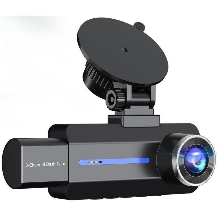 Camera Auto Tripla DVR Trevix™, Inregistrare Video QHD 2.5K, HDR/WDR, Unghi Larg Filmare 170°, Display LCD 3.16", Inregistrare in Bucla, Night Vision, Monitorizare Parcare, Senzor Coliziune, Camera Marsarier + Interior, Negru