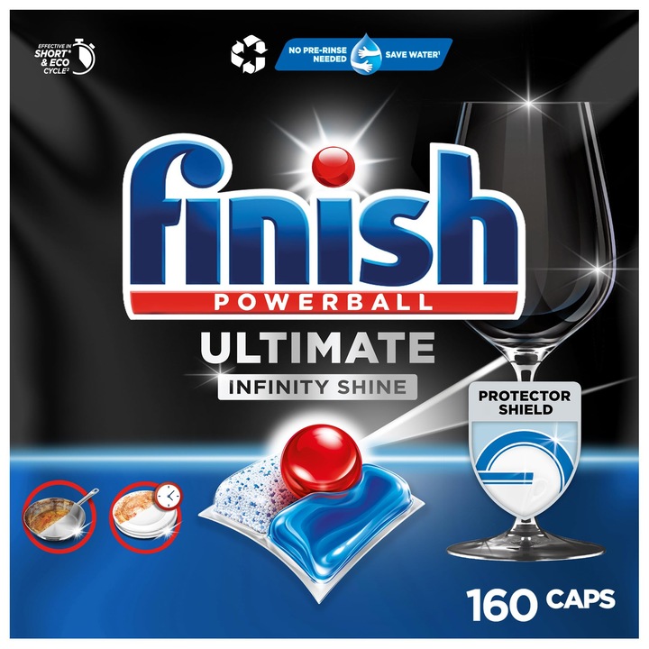 Mosogatógép tabletta, Finish, Ultimate Infinity Shine, 2 x 80 kapszulás szett, mélytisztítás, ragyogás