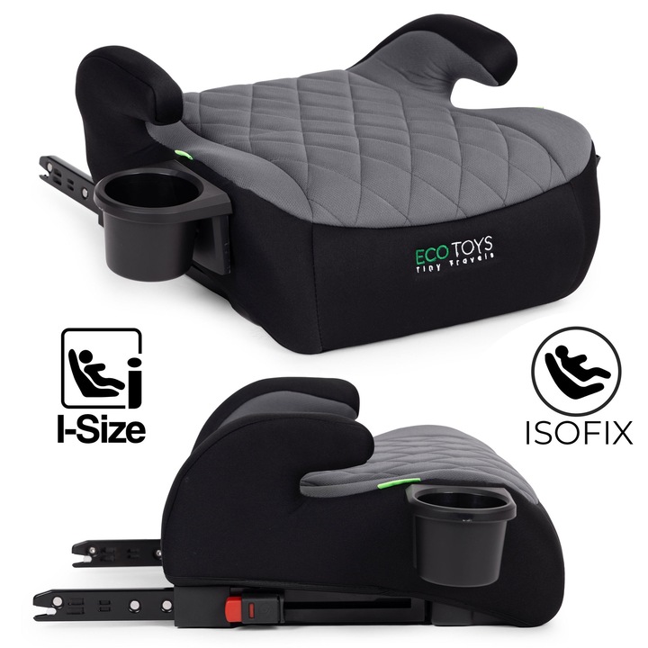 Scaun auto ISOFIX pentru copii, ECOTOYS, 125-150 cm, cu suport pentru bauturi, 45x37x21cm
