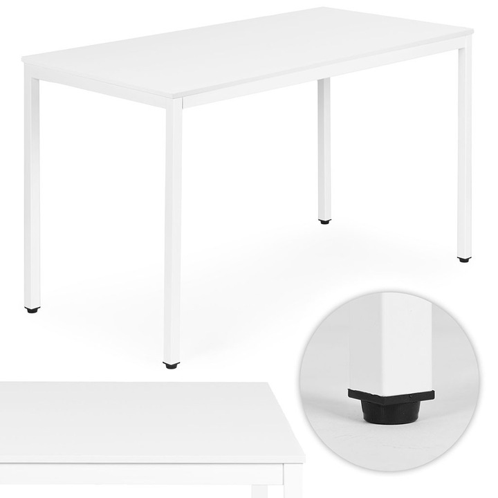 Többfunkciós asztal 120x60 cm, ModernHome, fém, MDF, fehér, 4-5 személyes