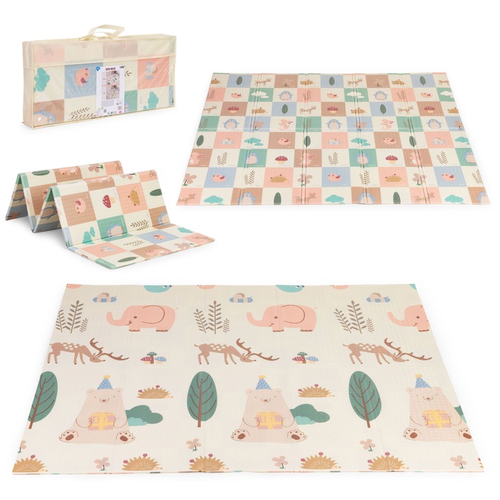 Covoras educational pliabil pentru copii 200x180 cm, doua fete, IPLAY