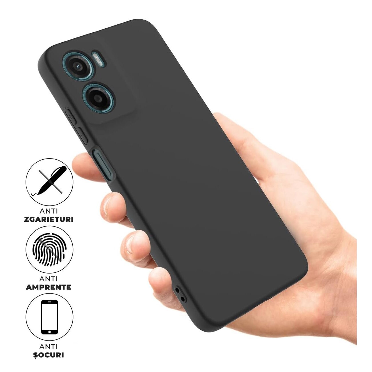 Husa pentru Motorola Moto G06 Daden® Silicon SoftFlex, Ultra Slim, Protectie sporita, Interior de microfibra, Negru