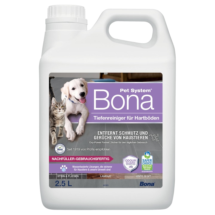 Solutie de curatat podele BONA, Rezerva 2.5L, pentru gresie si laminat, indepartator de pete si mirosuri