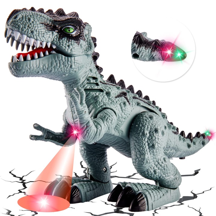 Робот динозавър електрически T-Rex Toey Play, 3-5 години, с ходене и рев, цветен