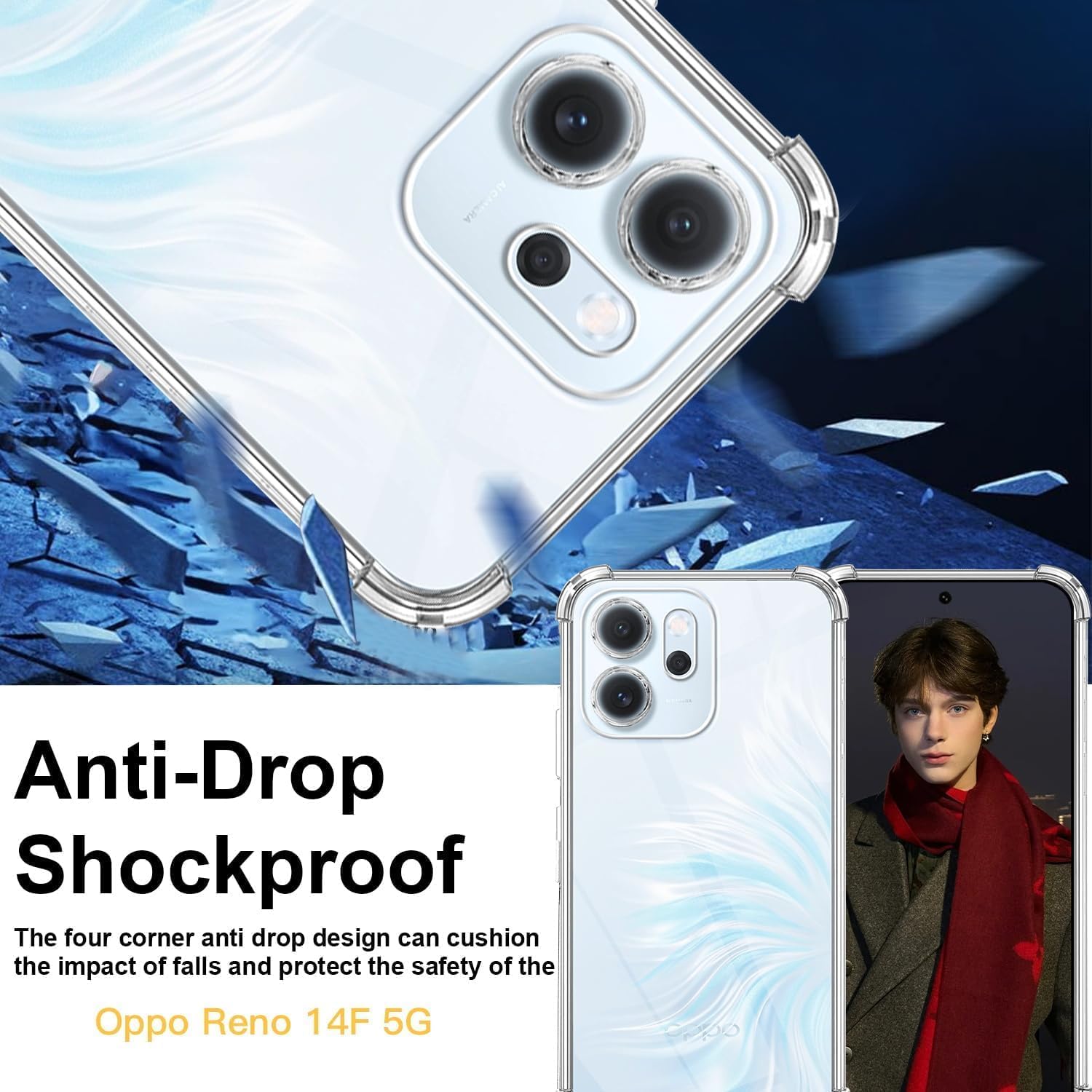 Husa Soft Antisoc compatibila cu Oppo Reno 14F, 14FS, Clear