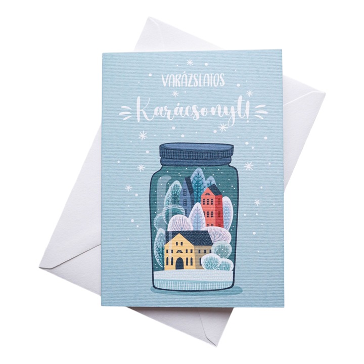 Felicitare de Craciun, Winter Tales tip 2, handmade, limba maghiara, A6, 250g