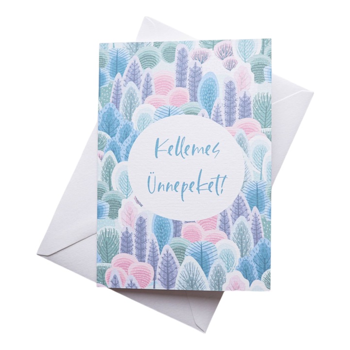 Felicitare de Craciun, Winter Tales tip 3, handmade, limba maghiara, A6, 250g