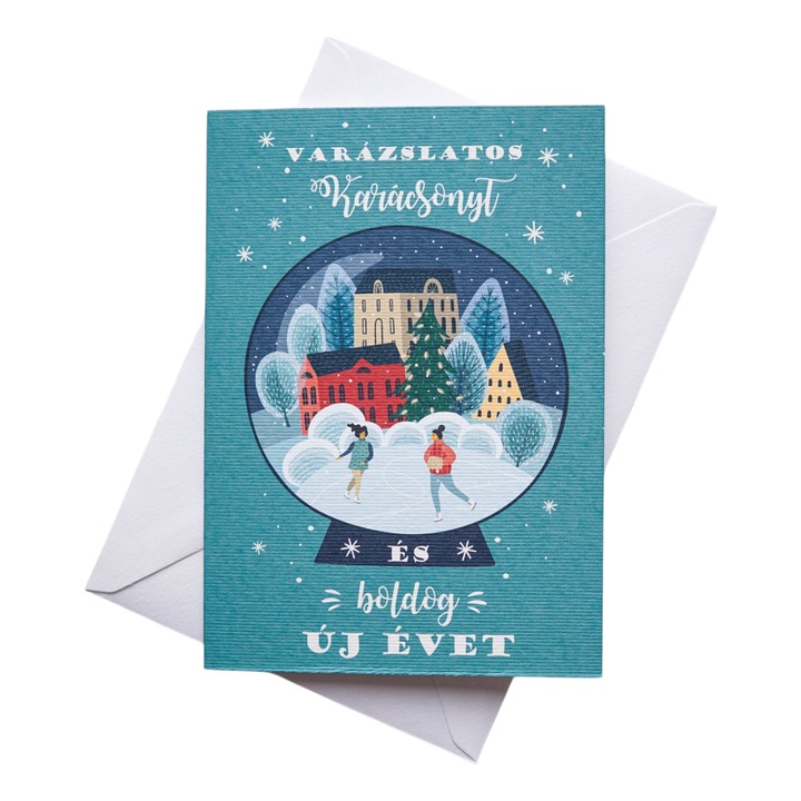 Felicitare de Craciun, Winter Tales tip 4, handmade, limba maghiara, A6, 250g