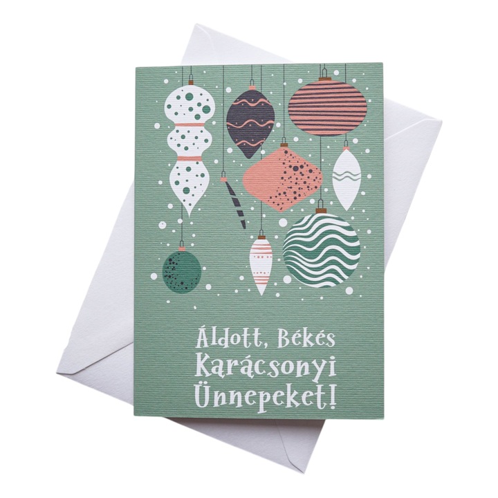 Felicitare de Craciun, Spiritul sarbatorilor tip 1, handmade, limba maghiara, A6, 250g