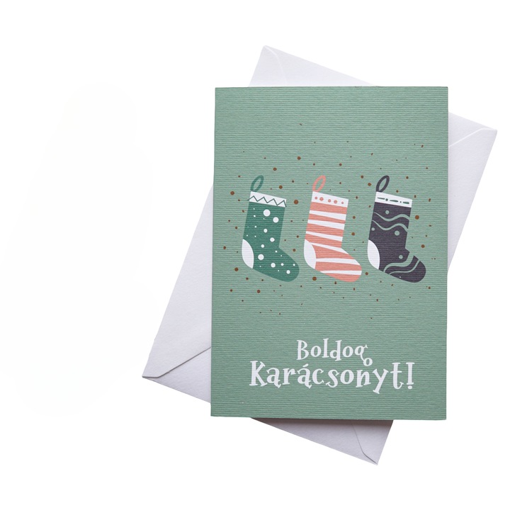 Felicitare de Craciun, Spiritul sarbatorilor tip 2, handmade, limba maghiara, A6, 250g