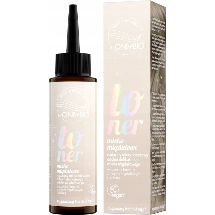 Toner de par, OnlyBio, lapte de migdale, nuanta bej, 100 ml