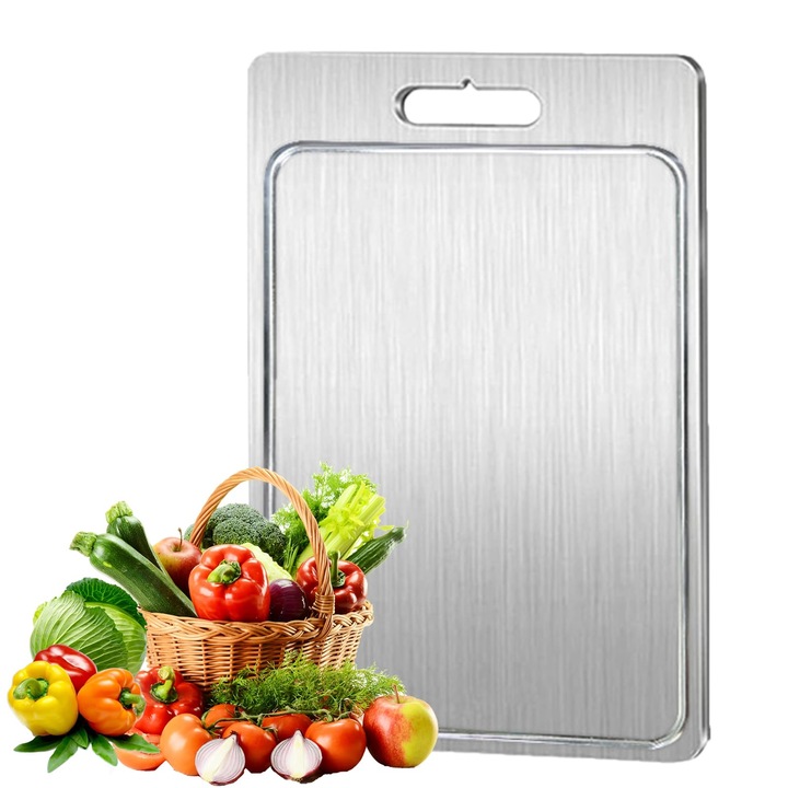 Tocator din inox 304, 39x28cm, cu două fețe, Builrand