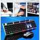 Геймърска PC клавиатура с кабел, USB геймърска клавиатура и мишка с кабел, комплект от 104 клавиша, осветена настолна клавиатура за компютър, лаптоп, клавиатура с подсветка, геймърски аксесоари за PC, Mac, Windows
