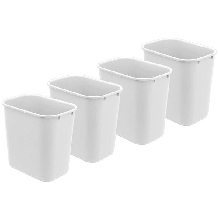 Coș de gunoi Acrimet, set de 4, plastic, alb, 24L/27L
