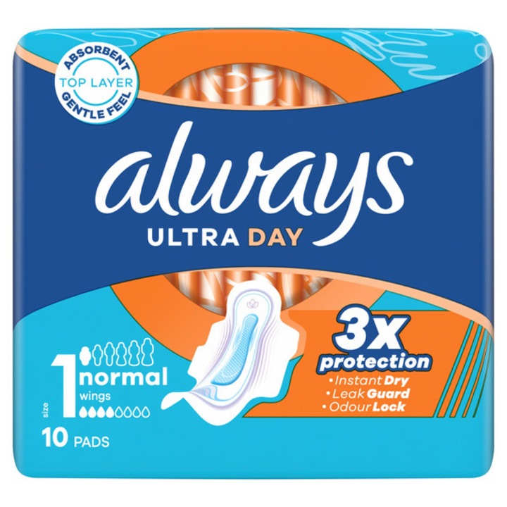 ALWAYS Ultra Normal Plus дамски превръзки с крилца, 10 броя