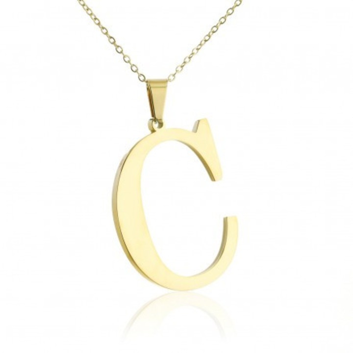 COlier dama, Ecarla, litera C, inox