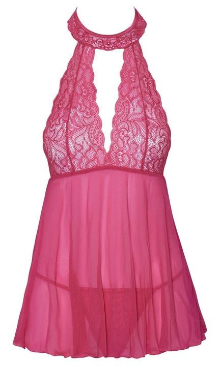 Szexi fehérnemű, Cottelli, rózsaszín ruha csipkével, tangás szett, L-XL INTL