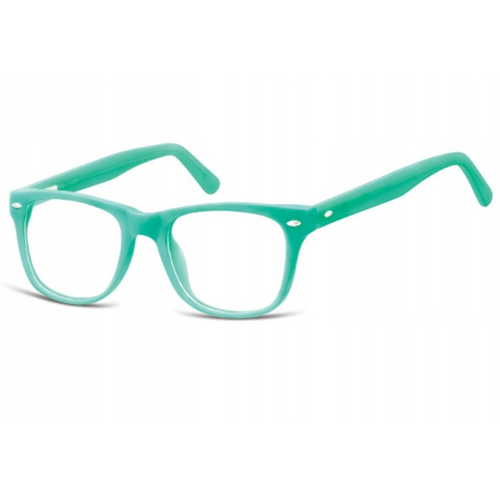 Ochelari de soare copii Sunoptic Nerdy UV 400, rame verzi, lentile neutre, 3-10 ani