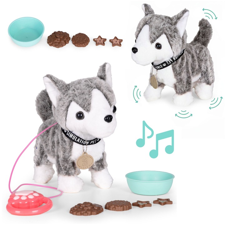 Interaktív húzható játék, MULTISTORE, dallamokkal, etető kiegészítőkkel, 71cm, 19x31x35cm