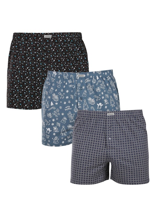 Set 3 boxeri barbati Andrie multicolori, bumbac, XL INTL