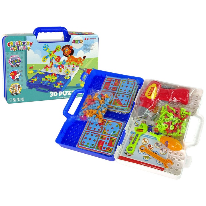 Комплект Пъзели 3D, LEAN Toys, 450 части, многоцветен, 30x21x7см