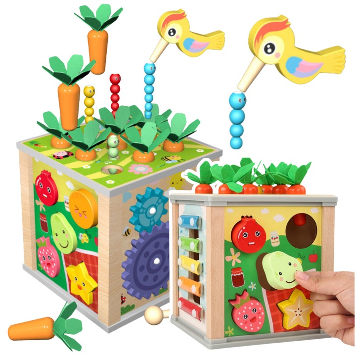 Jucarie educationala 6w1 LEAN Toys, activitati diverse, multicolor, 16x16x16cm