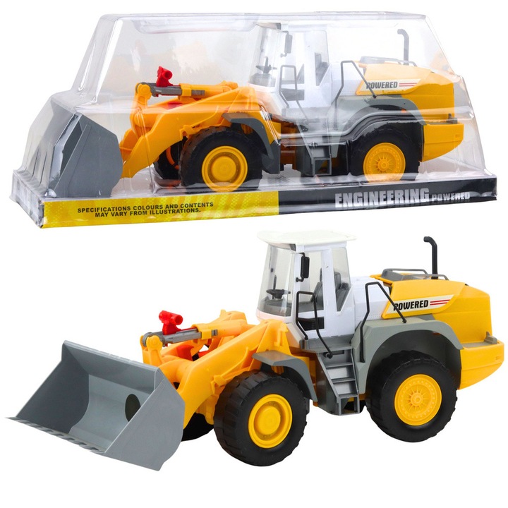 Excavator Vehicul de Constructii Cupa Mare Mobila Gri-Galben, LEAN TOYS