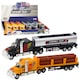 Camion metalic cu remorca LEAN Toys, 1:36, efecte luminoase si sonore, 33,5x7x5,7cm, set 6 buc.