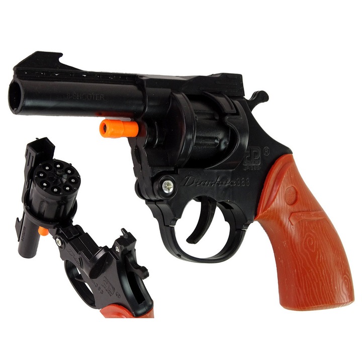 Пистолет за играчки, LEAN Toys, револвер с капси, 16x11x4см, черен, за деца над 6 години