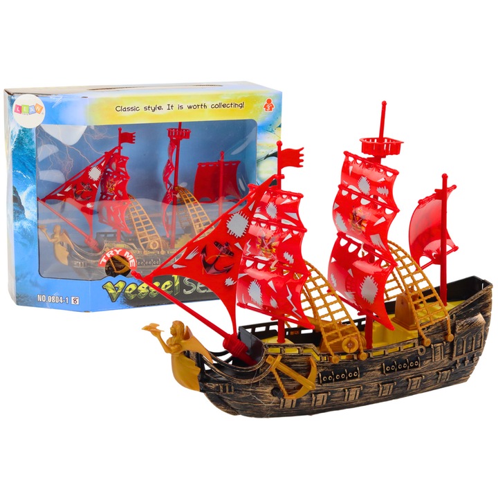 Kalózhajó, LEAN Toys, fény- és hangeffektek, barna színű, 27x23x8cm