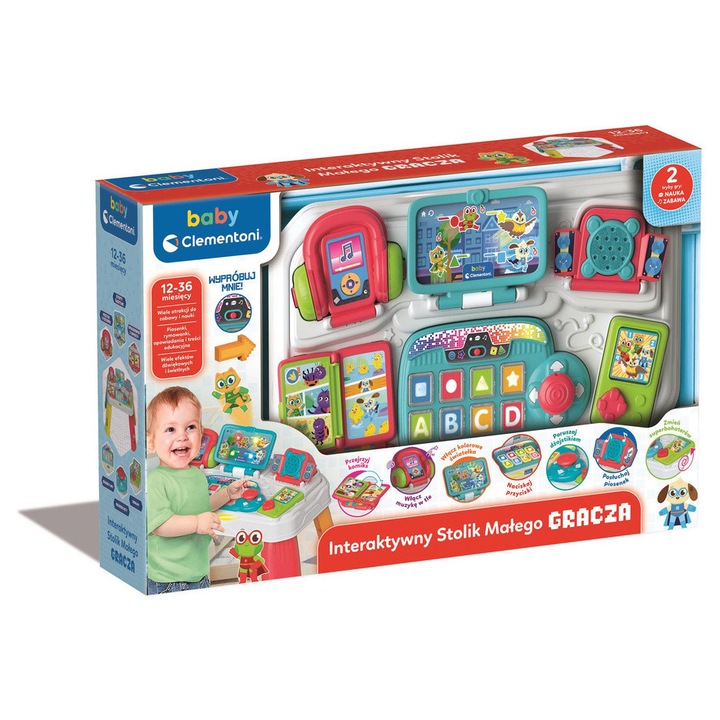 Masa interactiva pentru copii, CLEMENTONI, cu efecte sonore si lumini, 51x33x10cm, pentru varsta 12-36 luni